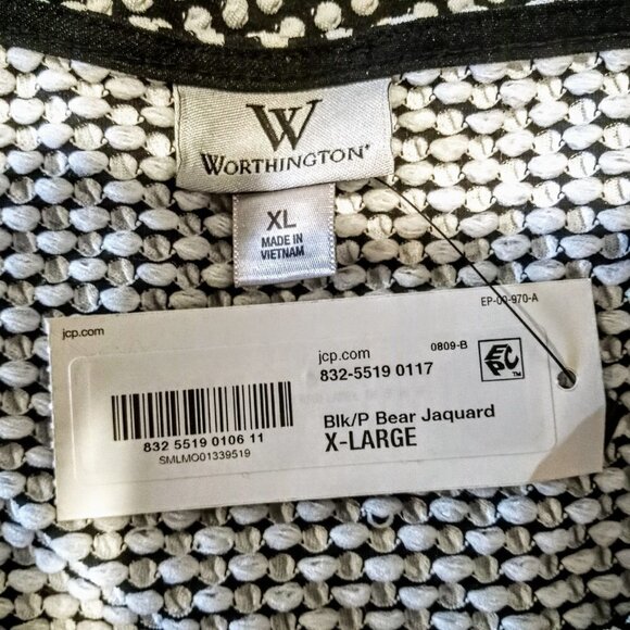 Worthington B/W Polka Dot Cap Sleeve Peplum Top - Picture 6 of 7